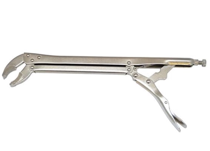 45° Long Vice Grip Plier Locking Angled Jaw 10" Carbon Steel | 45 Degree Offset Extended Reach Locking Pliers for Tight Angles Pipes Bolts Nuts | Quick Release Hardened Teeth Grip - UAE Welding Mechanics Tools